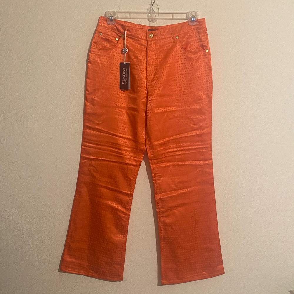 PLATINI JEANS Ghacham Cougar Wide Leg Pants Silk-look Women's Size 32